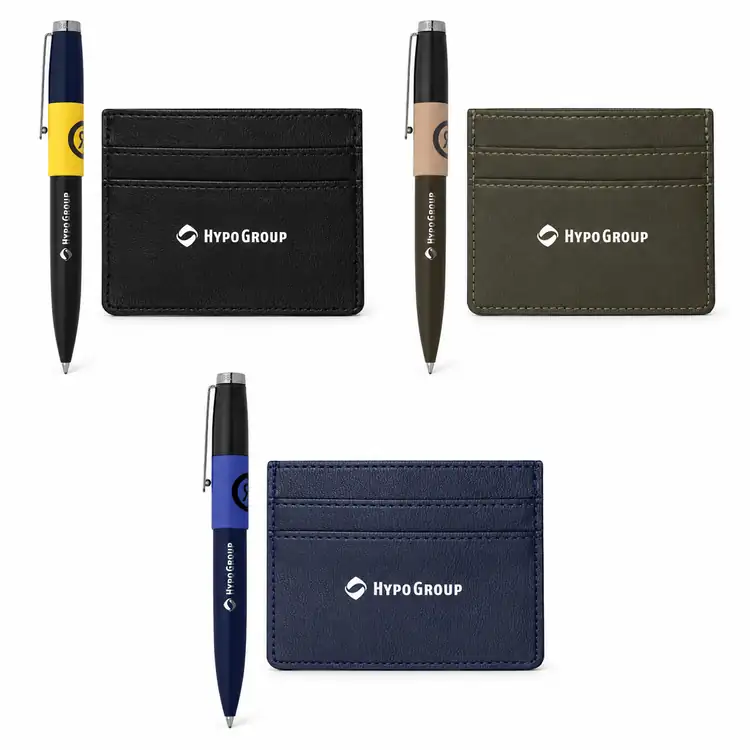 Ensemble Cerruti 1881 Brick avec stylo à bille et porte-cartes