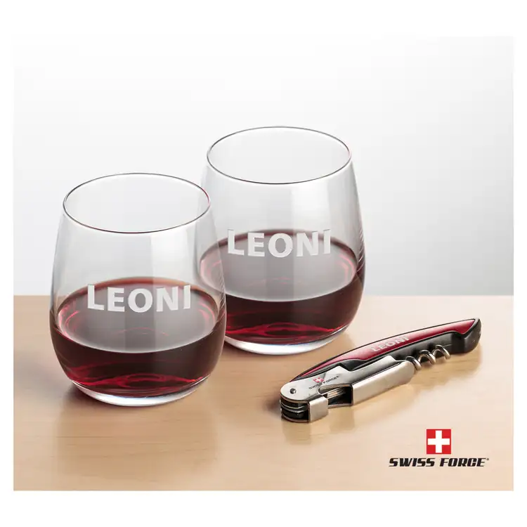 Swiss Force Crestview 12 oz Stemless Wine Glass and Wine Tool Set #4