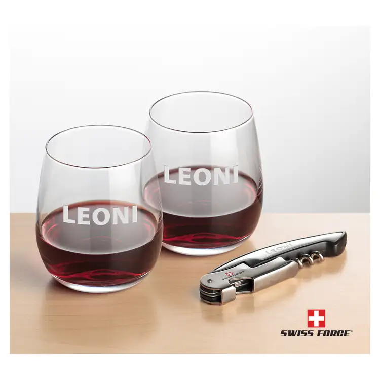Swiss Force Crestview 12 oz Stemless Wine Glass and Wine Tool Set #5