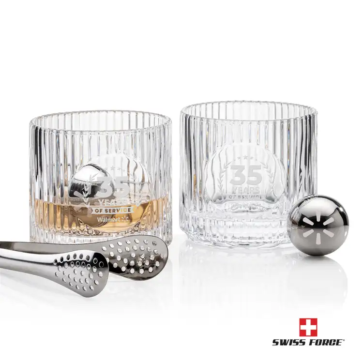 Ensemble Dillard avec 2 verres à whisky 11 oz et boules réfrigérantes de Swiss Force