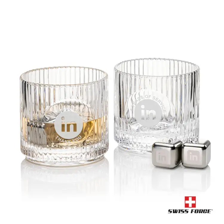 Ensemble Dillard avec 2 verres à whisky 11 oz et cubes réfrigérants de Swiss Force