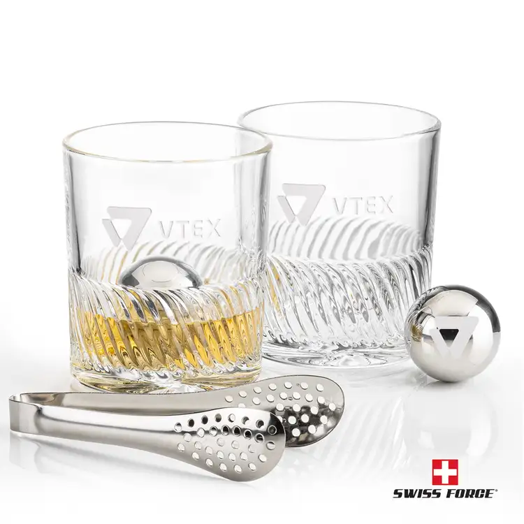 Ensemble Drysdale avec 2 verres à whisky 13 oz et boules réfrigérantes de Swiss Force