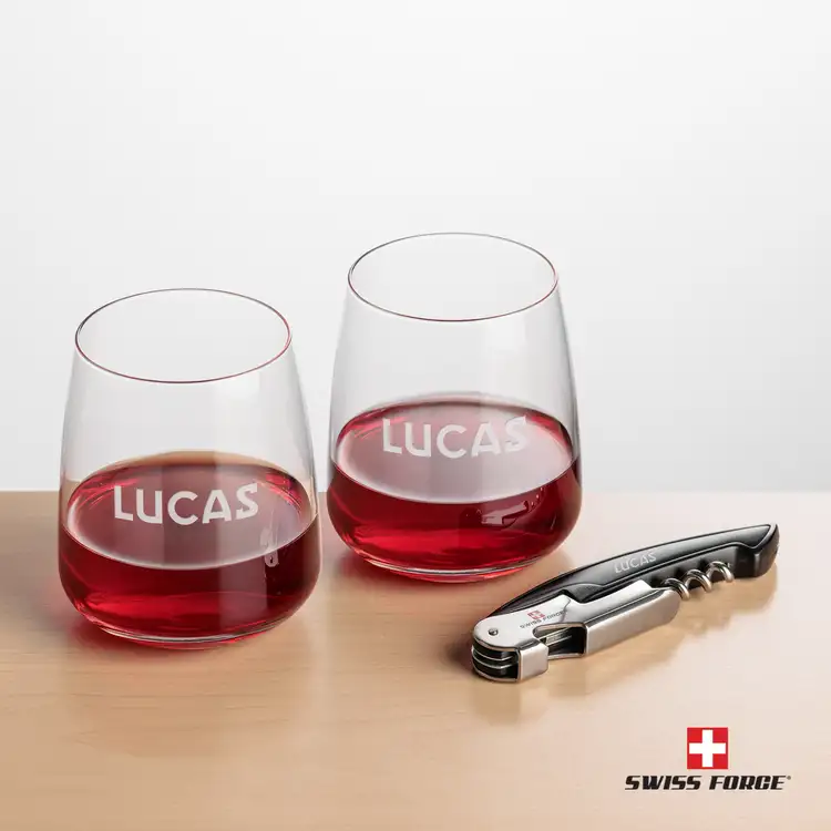 Ensemble Dunhill avec verres à vin sans pied 12.25 oz et outil à vin de Swiss Force #2