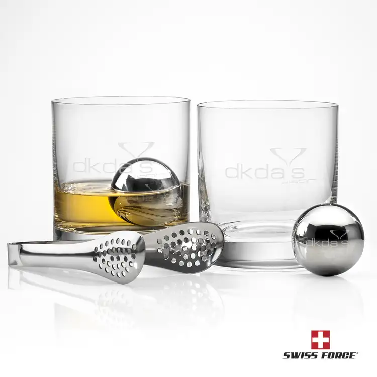 Ensemble Franca avec 2 verres à whisky 9.5 oz et boules réfrigérantes de Swiss Force