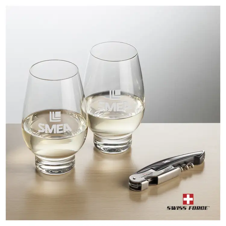 Ensemble Glenarden avec verres à vin sans pied 14.5 oz et outil à vin de Swiss Force #2