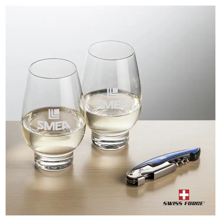 Ensemble Glenarden avec verres à vin sans pied 14.5 oz et outil à vin de Swiss Force #3