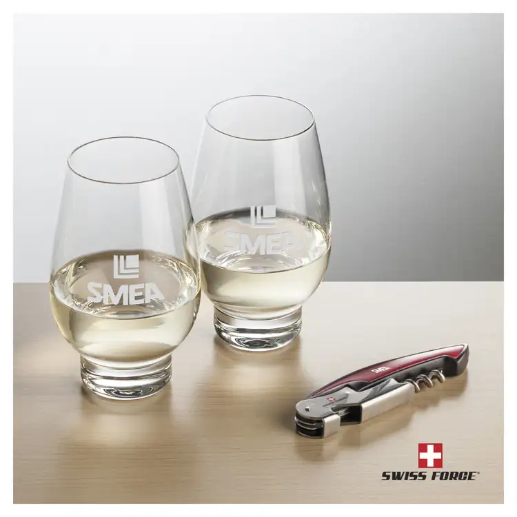 Ensemble Glenarden avec verres à vin sans pied 14.5 oz et outil à vin de Swiss Force #4