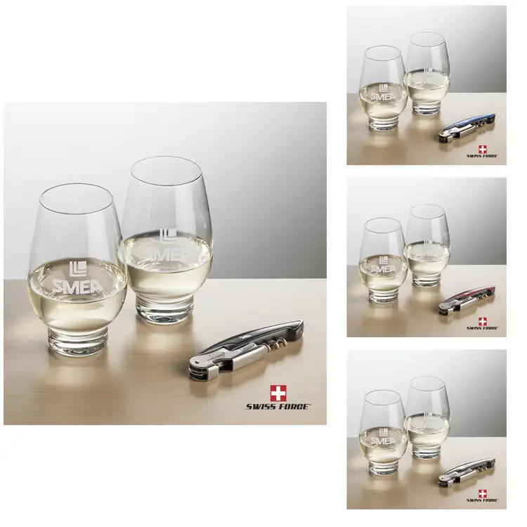 Ensemble Glenarden avec verres à vin sans pied 14.5 oz et outil à vin de Swiss Force