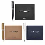 Hugo Boss Ballpoint Pen & Grained Leather Wallet Set