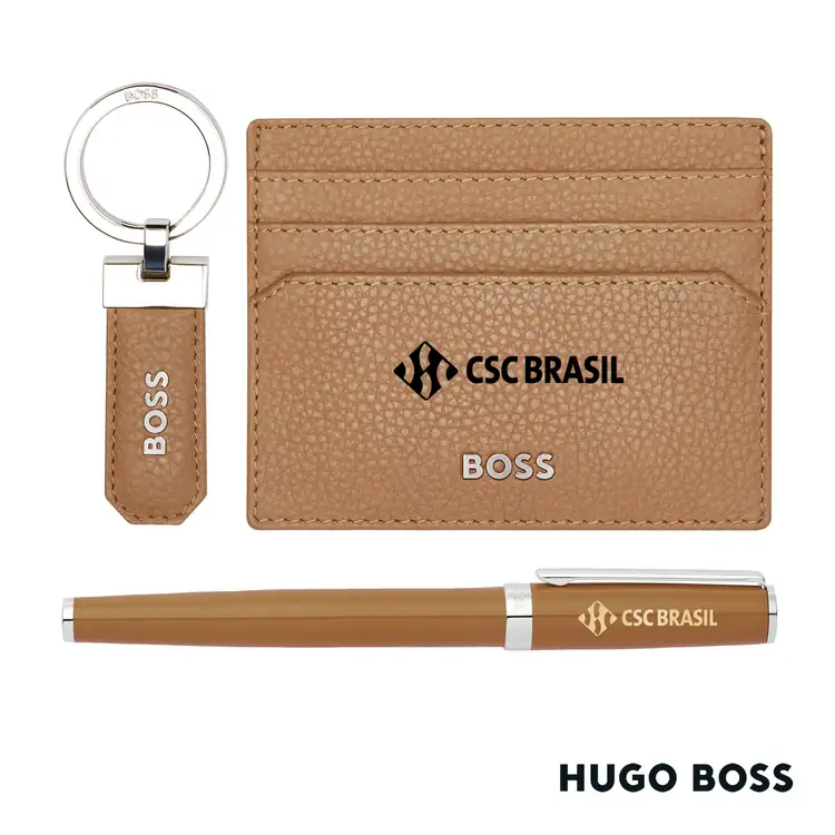 Ensemble Hugo Boss avec stylo-plume, porte-clés et porte-cartes