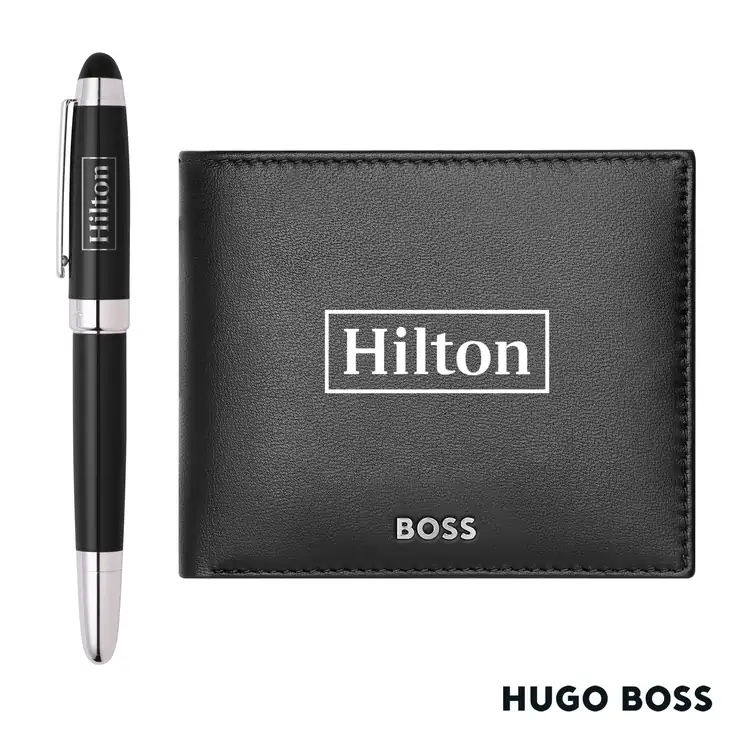 Ensemble Hugo Boss avec stylo roller et portefeuille à monnaie