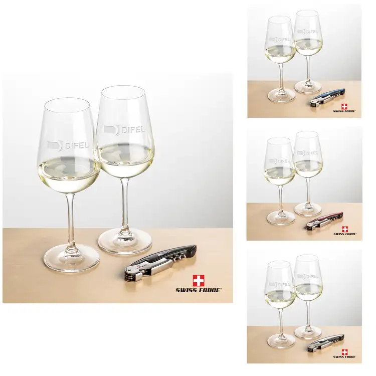 Ensemble Laurent avec verres à vin 12 oz et outil à vin de Swiss Force