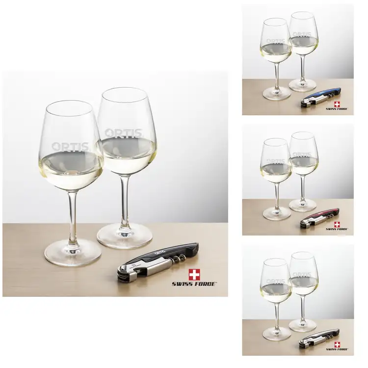 Swiss Force Mandelay 10 oz Wine Glass and Wine Tool Set
