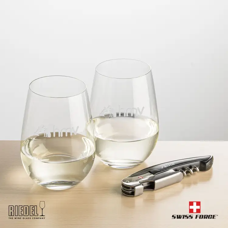 Ensemble RIEDEL avec 2 verres à vin sans pied et outil à vin de Swiss Force #2