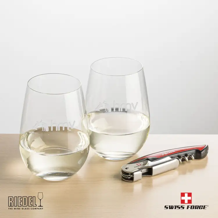 Ensemble RIEDEL avec 2 verres à vin sans pied et outil à vin de Swiss Force #4