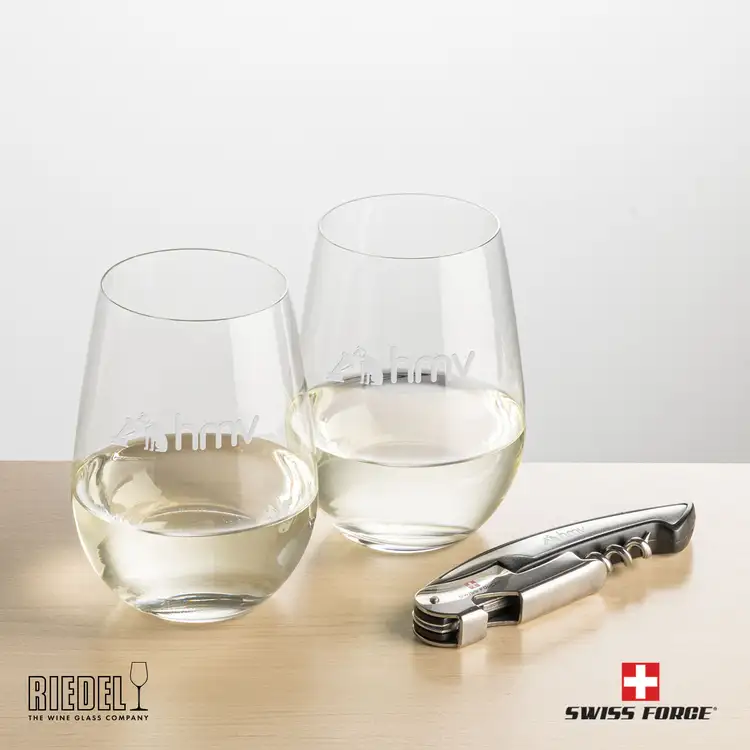 Ensemble RIEDEL avec 2 verres à vin sans pied et outil à vin de Swiss Force #5