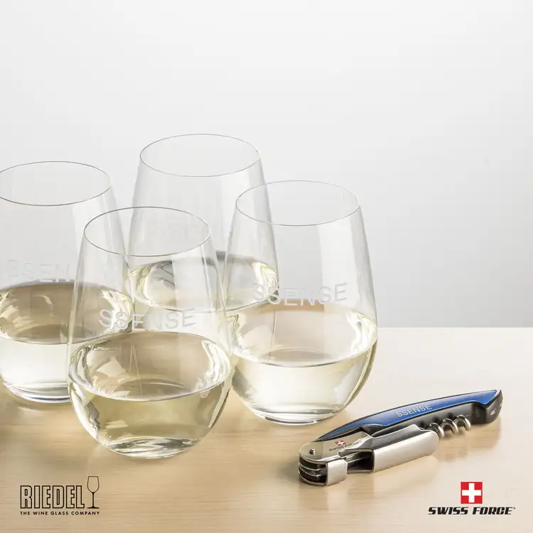 Ensemble RIEDEL avec 4 verres à vin sans pied et outil à vin de Swiss Force #3