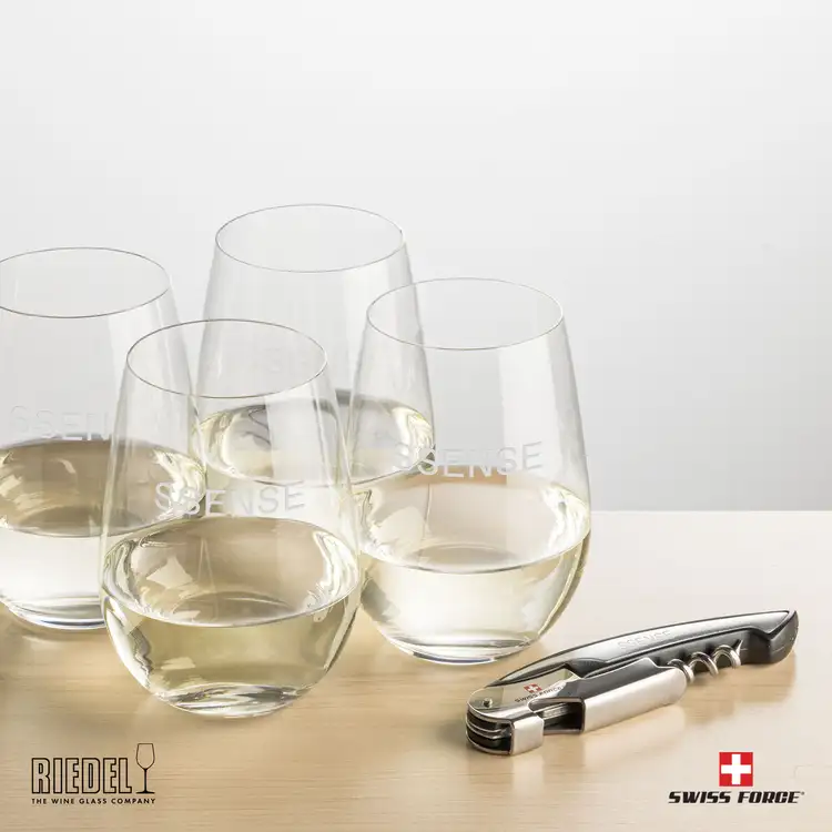 Ensemble RIEDEL avec 4 verres à vin sans pied et outil à vin de Swiss Force #5
