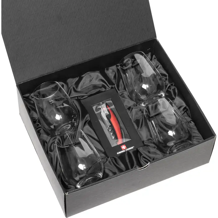 Ensemble RIEDEL avec 4 verres à vin sans pied et outil à vin de Swiss Force #6