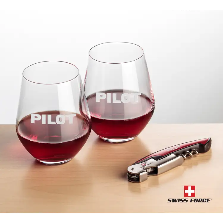 Ensemble Reina avec verres à vin sans pied 11.5 oz et outil à vin de Swiss Force #4