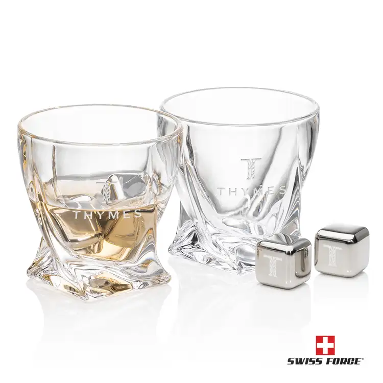 Ensemble Seneca avec 2 verres à whisky 10 oz et cubes réfrigérants de Swiss Force