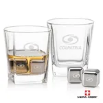 Ensemble Swiss Force avec 2 verres à whisky Arcadia et cubes réfrigérants