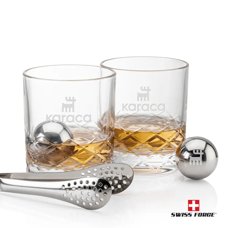 Swiss Force Durham Whisky Glass and Cooling Balls Set