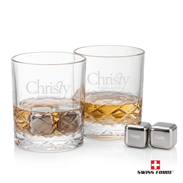 Swiss Force Durham Whisky Glass and Cooling Cubes Set