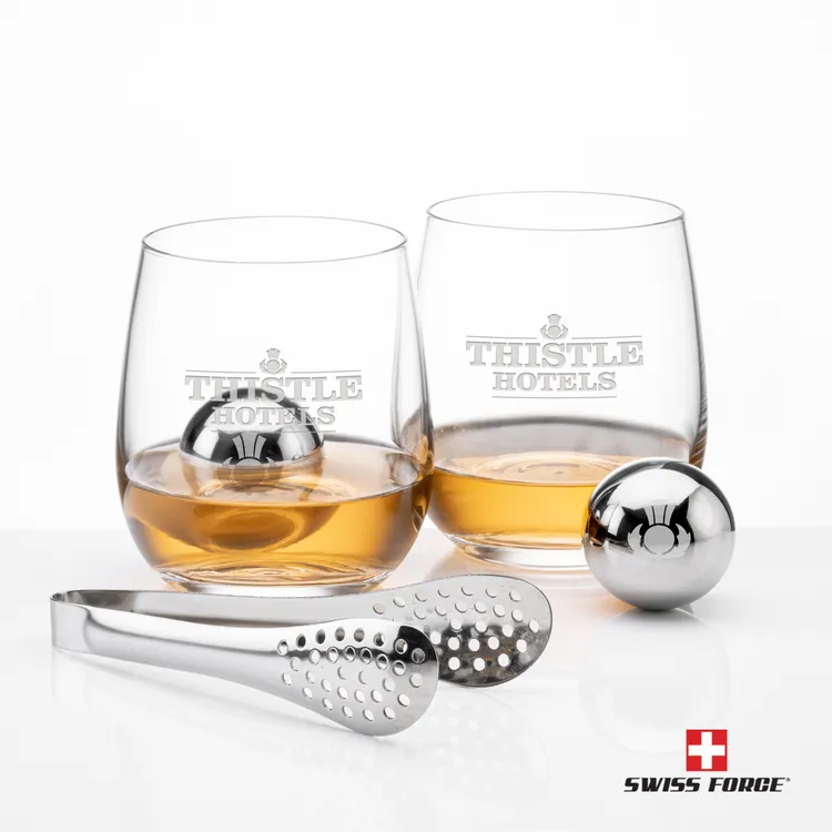 Swiss Force Gibson Whisky Glass and Cooling Balls Set
