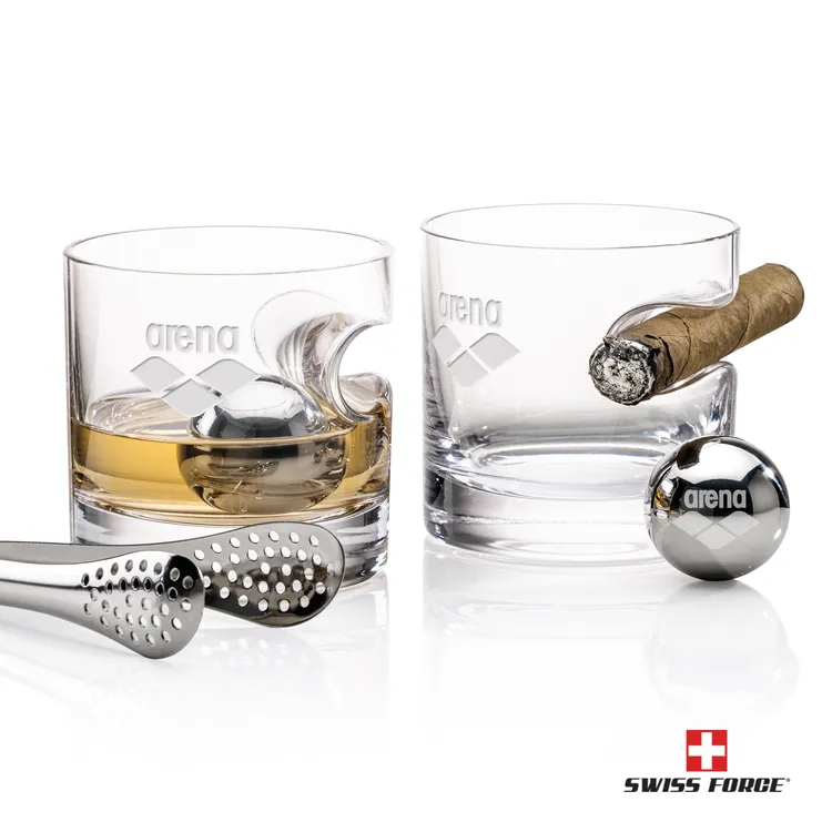 Ensemble Swiss Force avec 2 verres à whisky Havana et boules réfrigérantes
