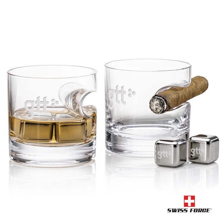 Swiss Force Havana Whisky Glass and Cooling Cubes Set