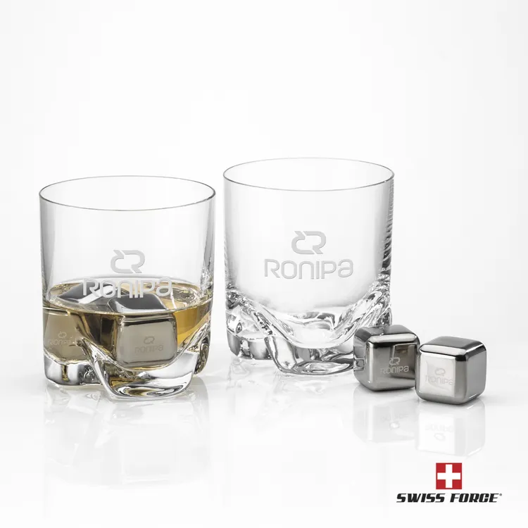Swiss Force Hillcrest Whisky Glass and Cooling Cubes Set