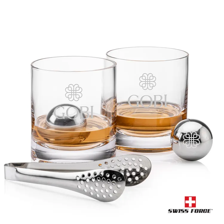 Swiss Force Riviera Whisky Glass and Cooling Balls Set