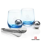 Swiss Force Soudan Whisky Glass and Cooling Balls Set - Blue Base