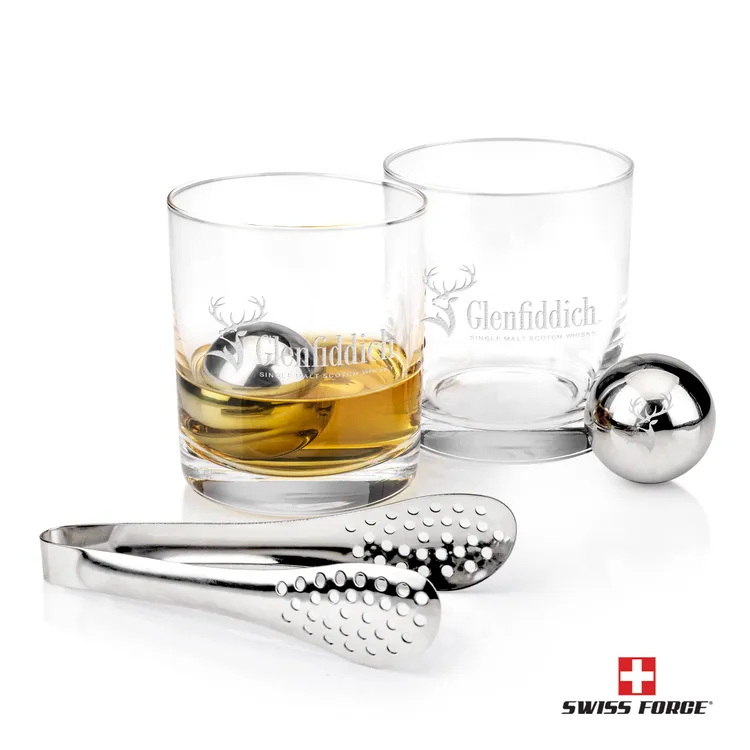 Swiss Force Waldorf Whisky Glass and Cooling Balls Set