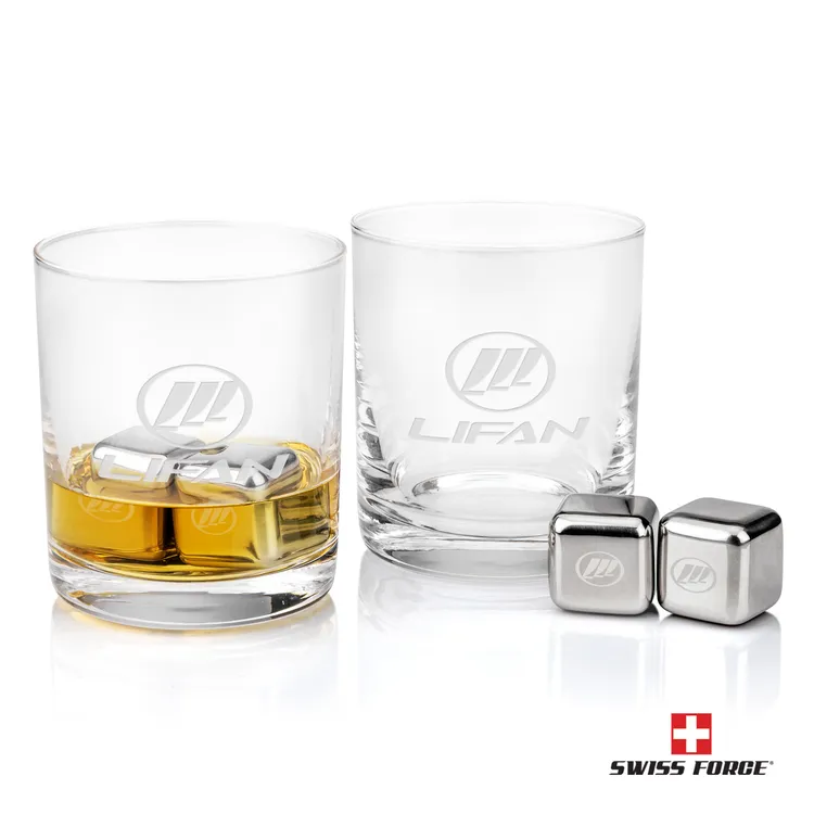 Swiss Force Waldorf Whisky Glass and Cooling Cubes Set