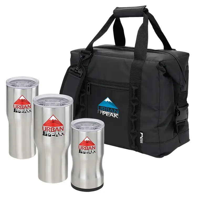 Urban Peak Zippered Cooler and Three Stainless Steel Drinkware Set #2