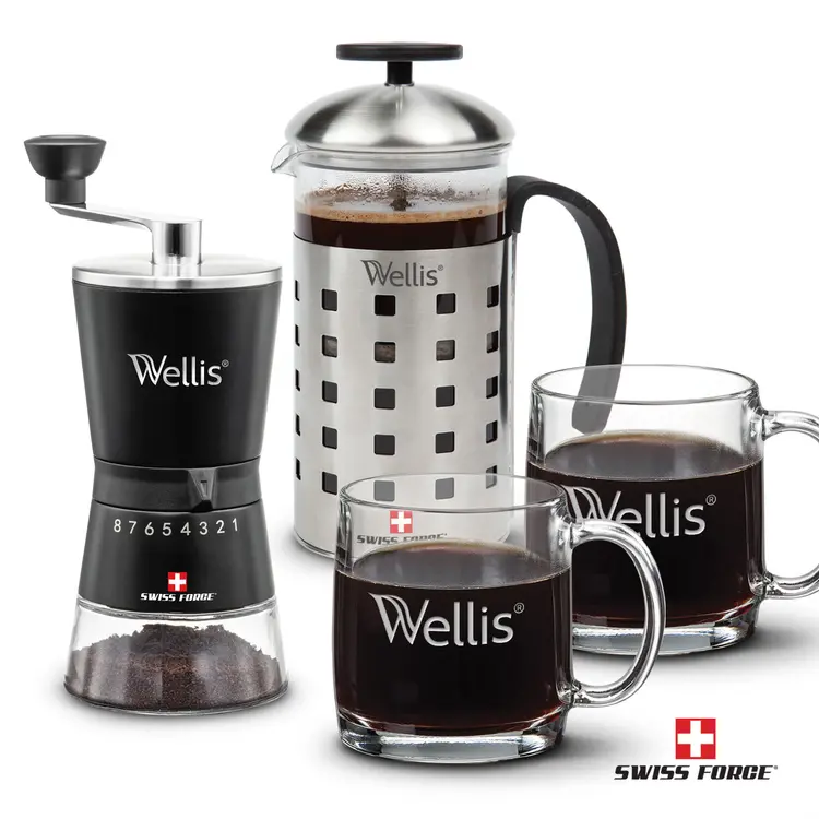 Ensemble cafetière à piston 20 oz, moulin et tasses Nordic de Swiss Force