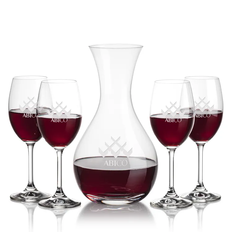 Adelita 42 oz Carafe and 4 Naples Wine Glasses Set