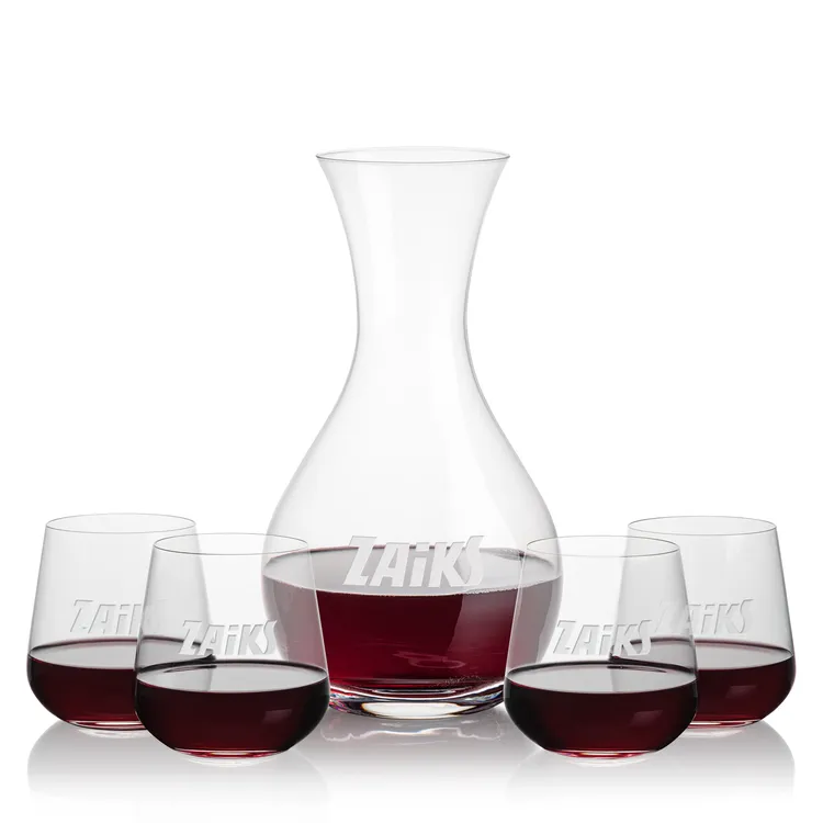 Adelita 42 oz Carafe and 4 Howden Stemless Wine Glasses Set