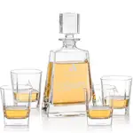 Arcadia Decanter 24 oz and 4 Whisky Glasses