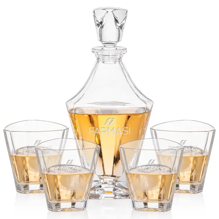 Arellano Decanter 25 oz and 4 Whisky Glasses