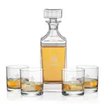 Aristocrat Decanter 30 oz and 4 Whisky Glasses
