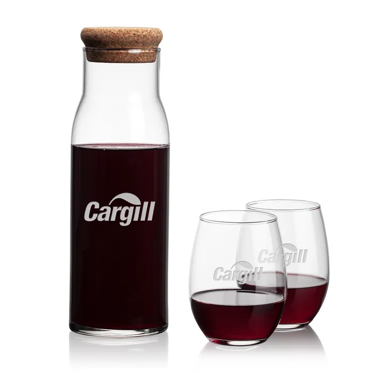 Aviston 33 oz Carafe and 2 Stanford Stemless Wine Glasses Set