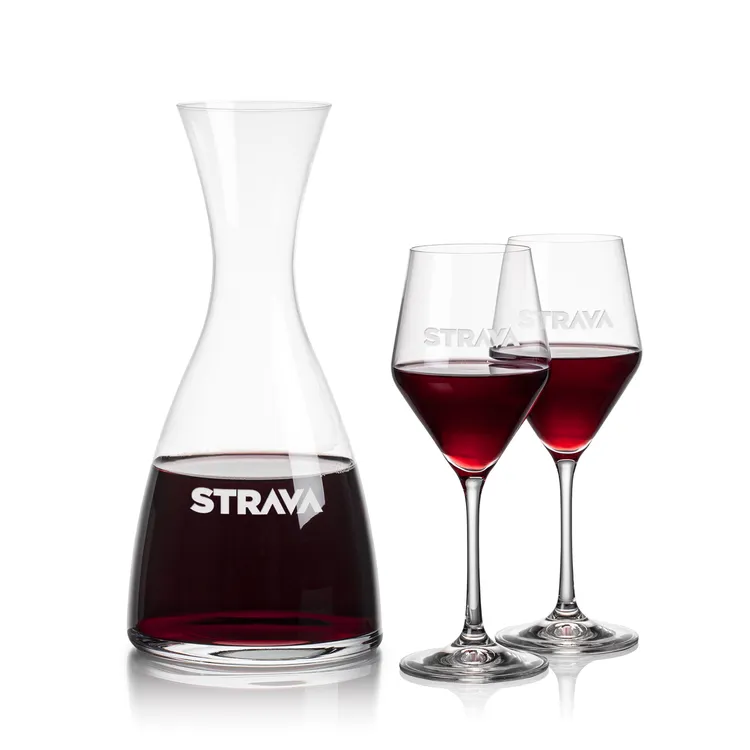 Barham 40 oz Carafe and 2 Bengston Wine Glasses Set
