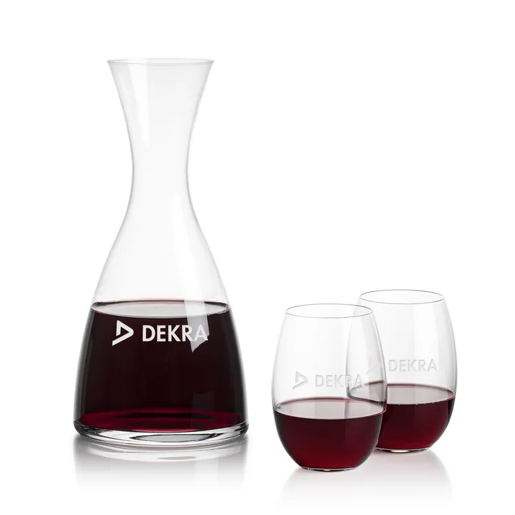 Barham 40 oz Carafe and 2 Carlita Stemless Wine Glasses Set