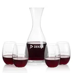 Barham 40 oz Carafe and 4 Carlita Stemless Wine Glasses Set
