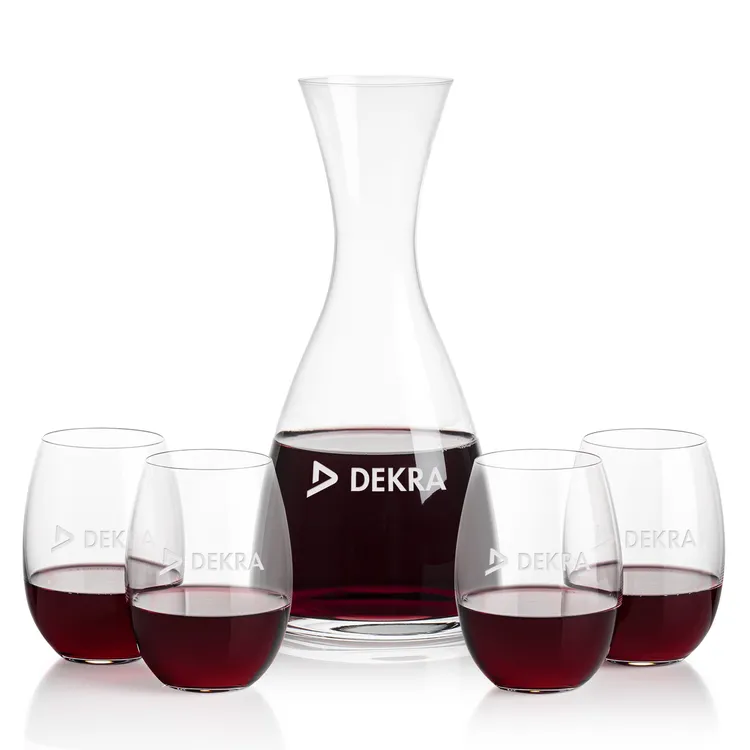 Barham 40 oz Carafe and 4 Carlita Stemless Wine Glasses Set