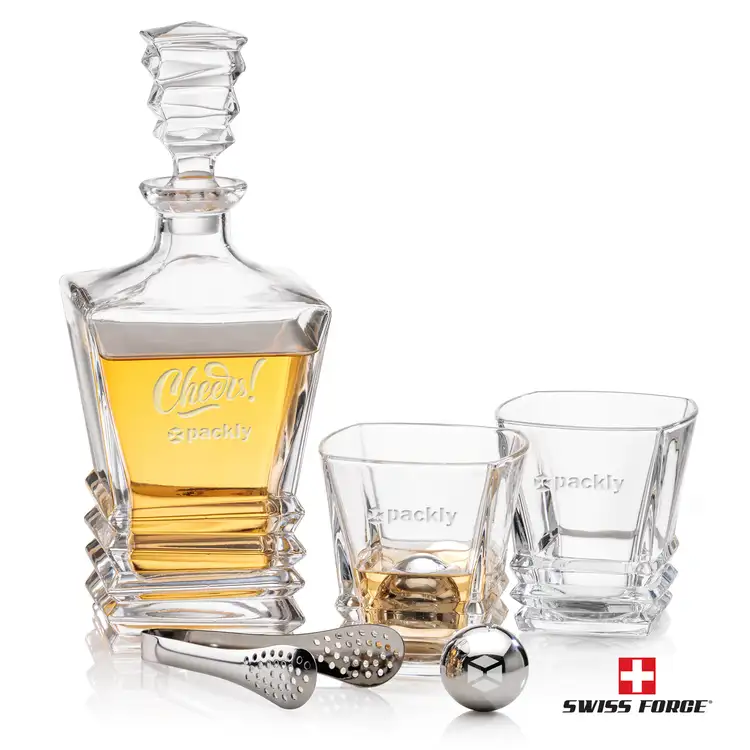 Swiss Force Bentley Decanter, Two Glasses and Whisky Balls Set