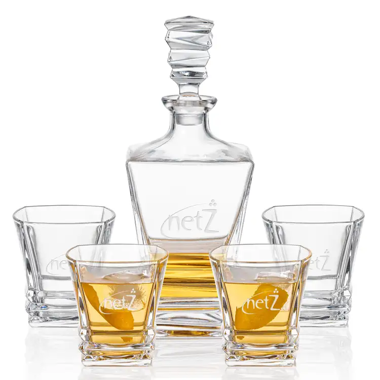 Bentley Decanter 25 oz and 4 Whisky Glasses